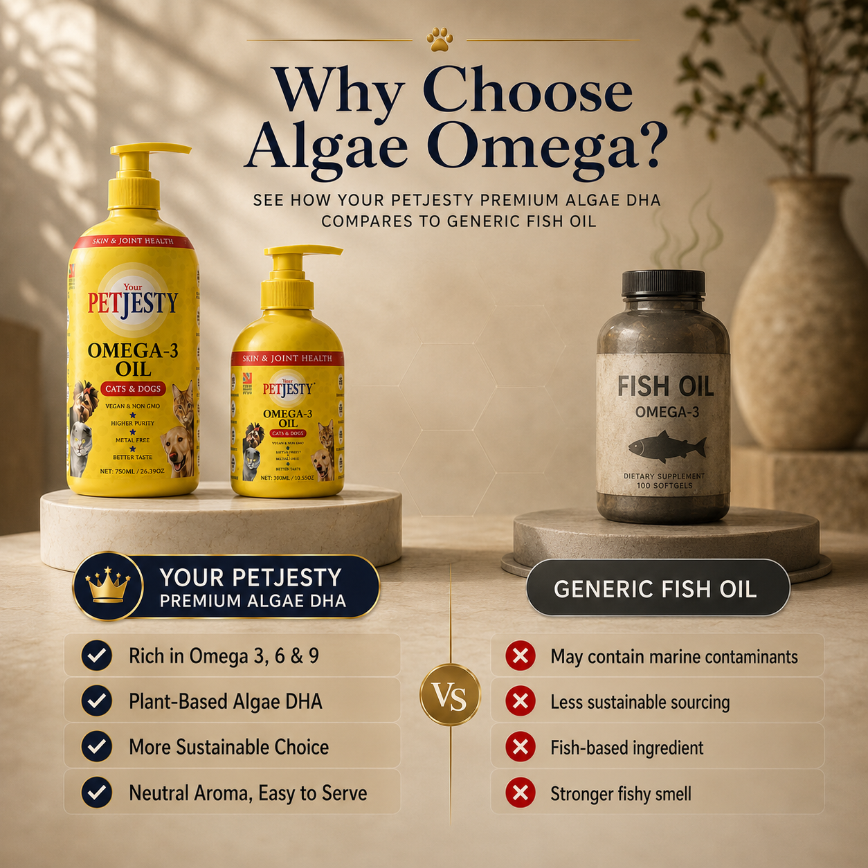 PetJesty Premium: Vegan Omega 3, 6 & 9 Algae Oil for Cats and Dogs