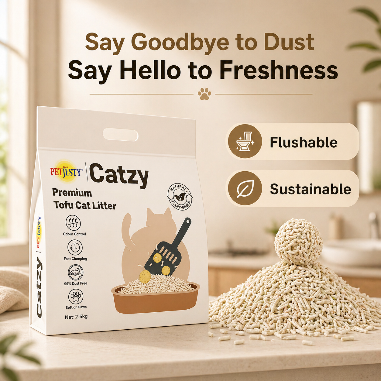 Catzy Tofu Cat Litter — say goodbye to dust